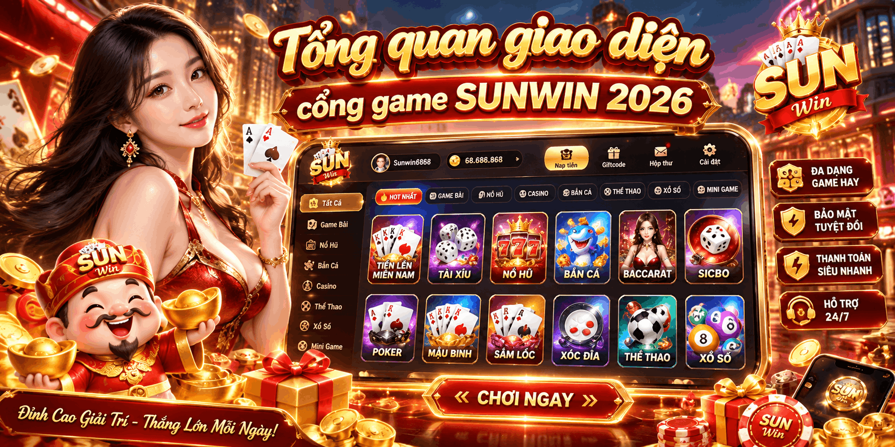 Tổng quan giao diện cổng game SUNWIN 2026.